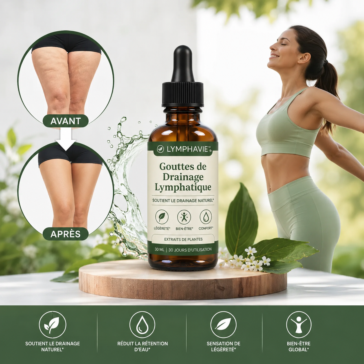 LymphaVie™ Gouttes de Drainage Lymphatique | Technologie de Drainage Naturel pour une Sensation de Légèreté et de Bien-Être