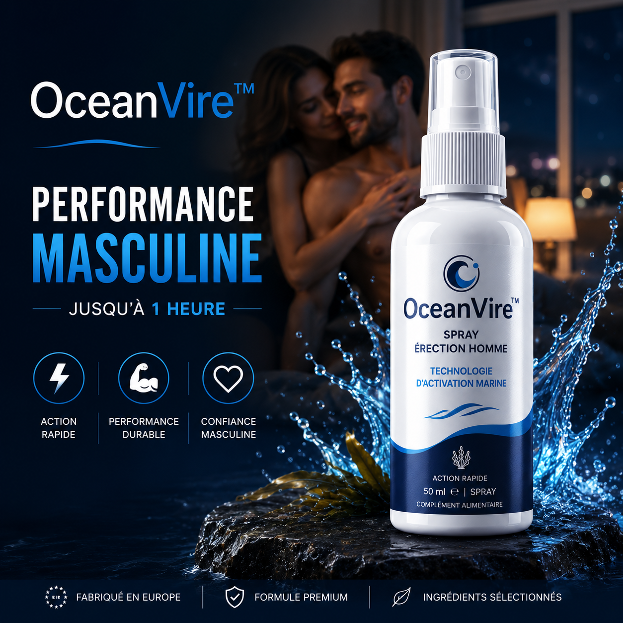 OceanVire™ Spray Érection Homme | Technologie d'Activation Marine pour une Performance Masculine Jusqu'à 1 Heure
