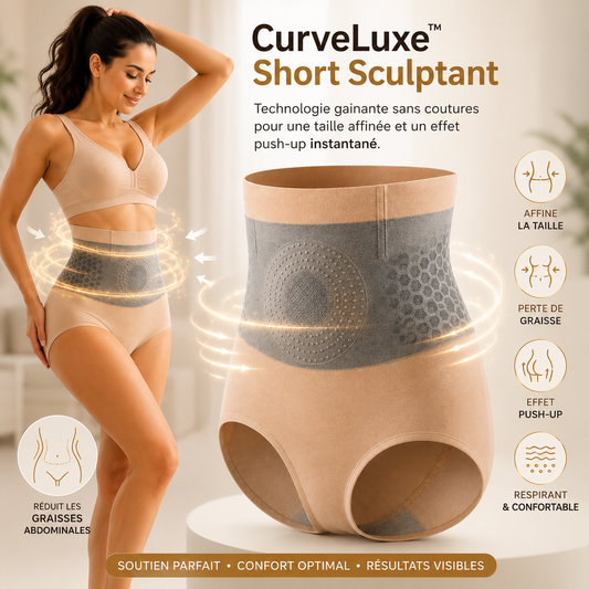 CurveLuxe™ Short Sculptant | Technologie Gainante Sans Coutures pour une Taille Affinée et un Effet Push-Up Instantané